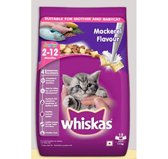 Whiskas Thức ăn khô cho mèo con Vị Thu Túi 1.1kg